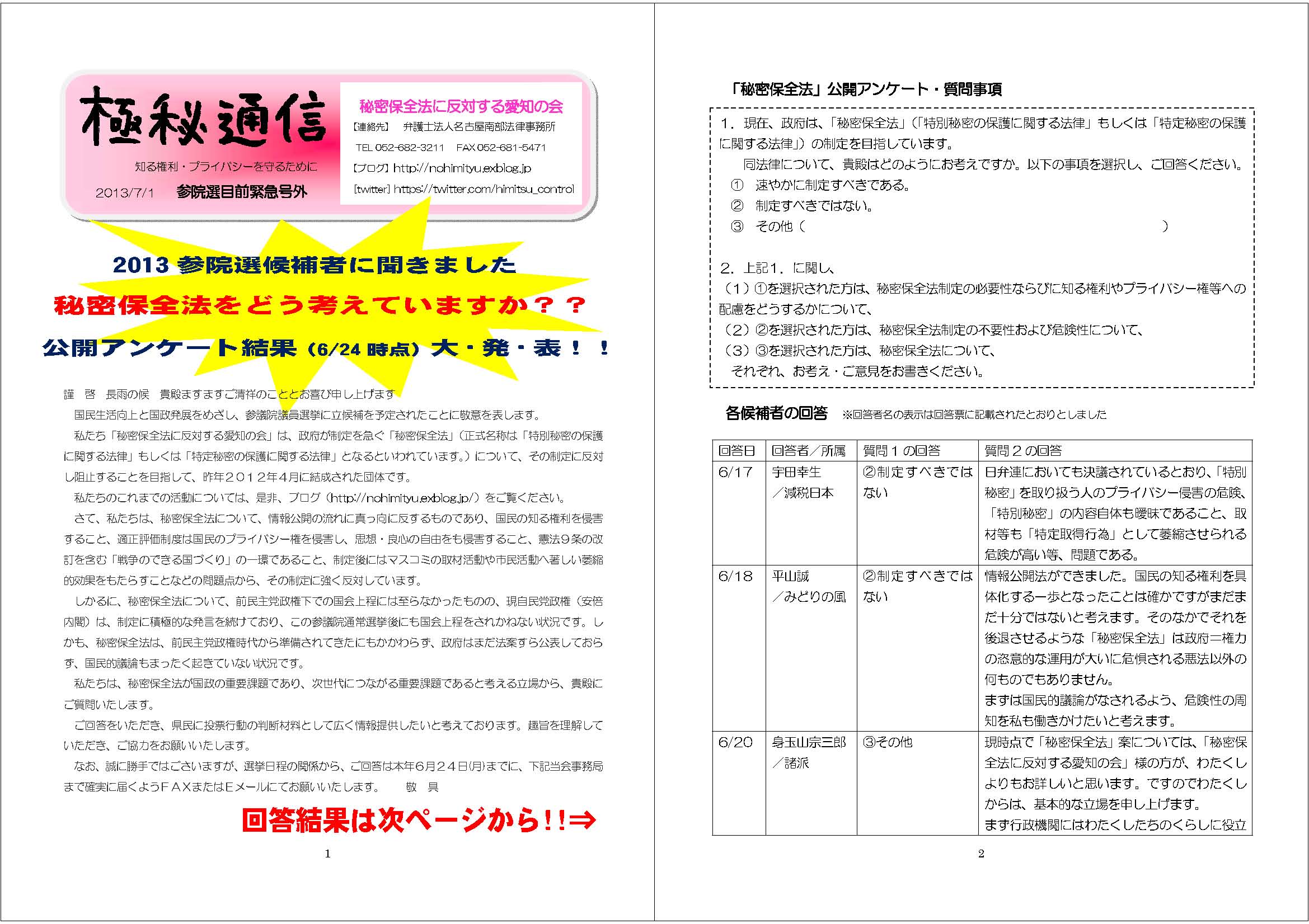 参院選愛知候補予定者「秘密保全法」公開アンケート結果発表_c0241022_11514893.jpg