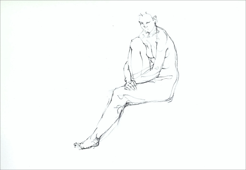 片足を抱え椅子に座るポーズ その 1 画室 游 Croquis Drawing Dessin Sketch