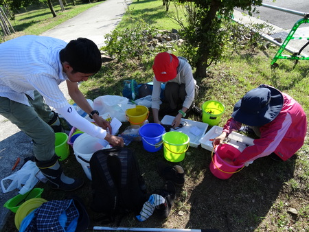 カニを捕獲してマーキング(カニ調査①) in せんなん里海公園_c0108460_055158.jpg