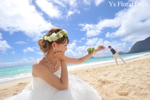 ハワイ挙式の新婦さんへ 緑多めの花冠 リストレット Ys Floral Deco Blog