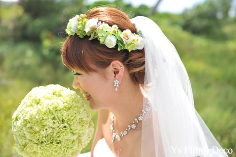 ハワイ挙式の新婦さんへ 緑多めの花冠 リストレット Ys Floral Deco Blog