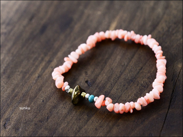 Sunku 39 [サンク] Pink Coral Beads Bracelet 珊瑚 [SK-051] ピンクコーラルビーズブレスレット_f0051306_19532310.jpg