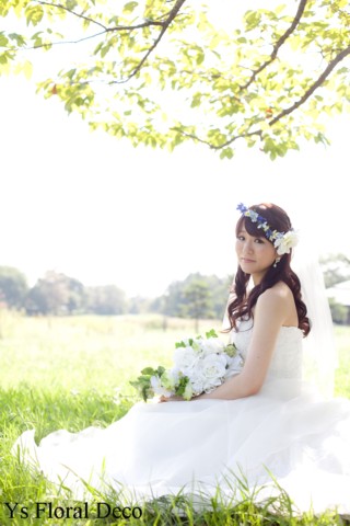 青いお花の花冠 ロケーション撮影に_b0113510_15411442.jpg