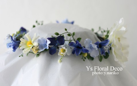 青いお花の花冠 ロケーション撮影に_b0113510_15413315.jpg