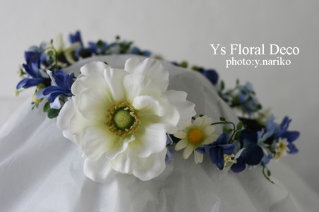 青いお花の花冠 ロケーション撮影に_b0113510_15414947.jpg