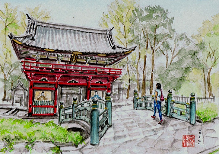 作品『根津神社の神橋と楼門』_a0146758_2319683.jpg