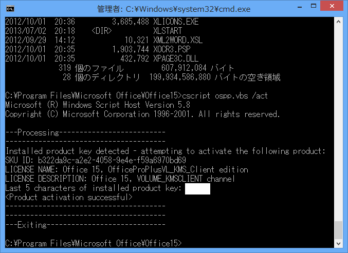 Office 2013 のKMS認証がうまくいかなかった件で_e0051410_1685638.png