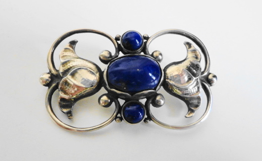 GEORG JENSEN 廃盤 シルバー・ブローチ グリーンアガート#223、ラピスラズリ#236A_f0182951_16382141.jpg