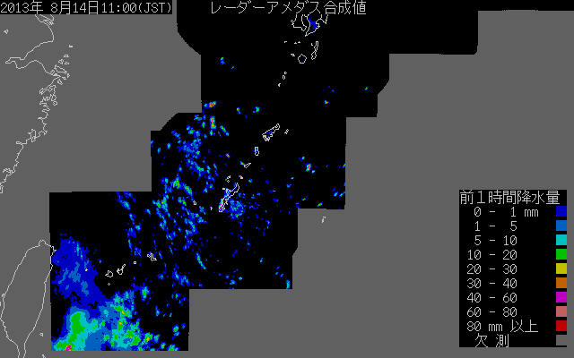 水曜日は時々雷雨 台風12号 の卵 石垣島向け進行中 沖縄の風