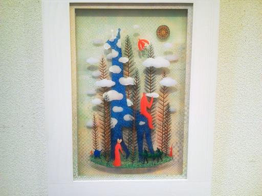【真作】綿引明浩 リトグラフ 抽象画 押印あり 綿引明浩 ワークショップ＆クリアグラフ展 2022年11月28日(月