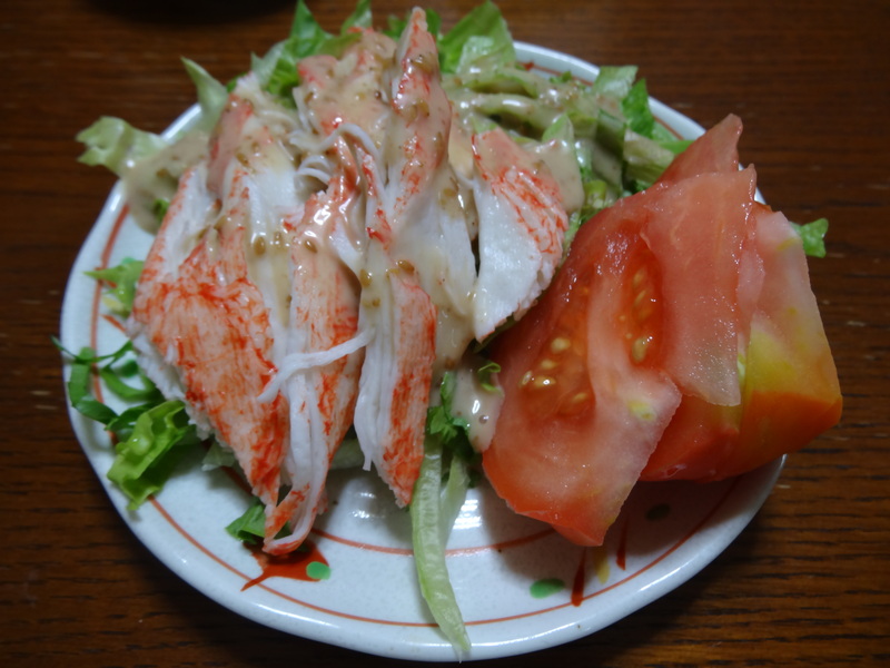 野菜サラダ、鳥と厚揚げの煮物、蛸と茸のバター炒め、_c0225997_601712.jpg