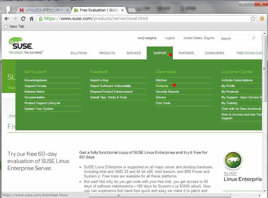 SUSE Linux アカウントの取得から評価版のダウンロードまで_a0056607_10224855.jpg