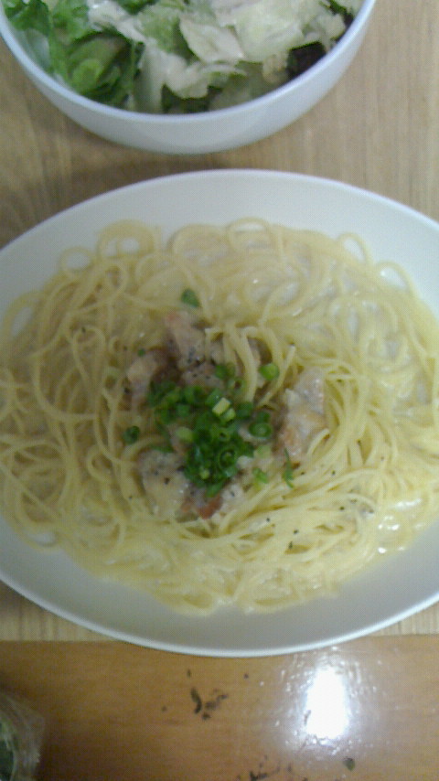 鶏肉の豆乳パスタ_a0317556_6284755.jpg