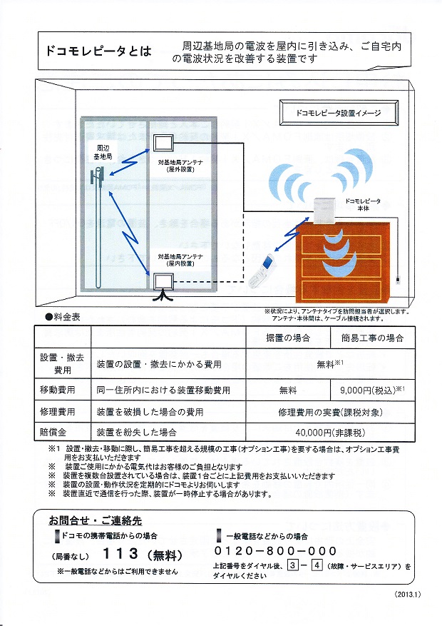 ドコモレピータ設置 : くるみカフェ