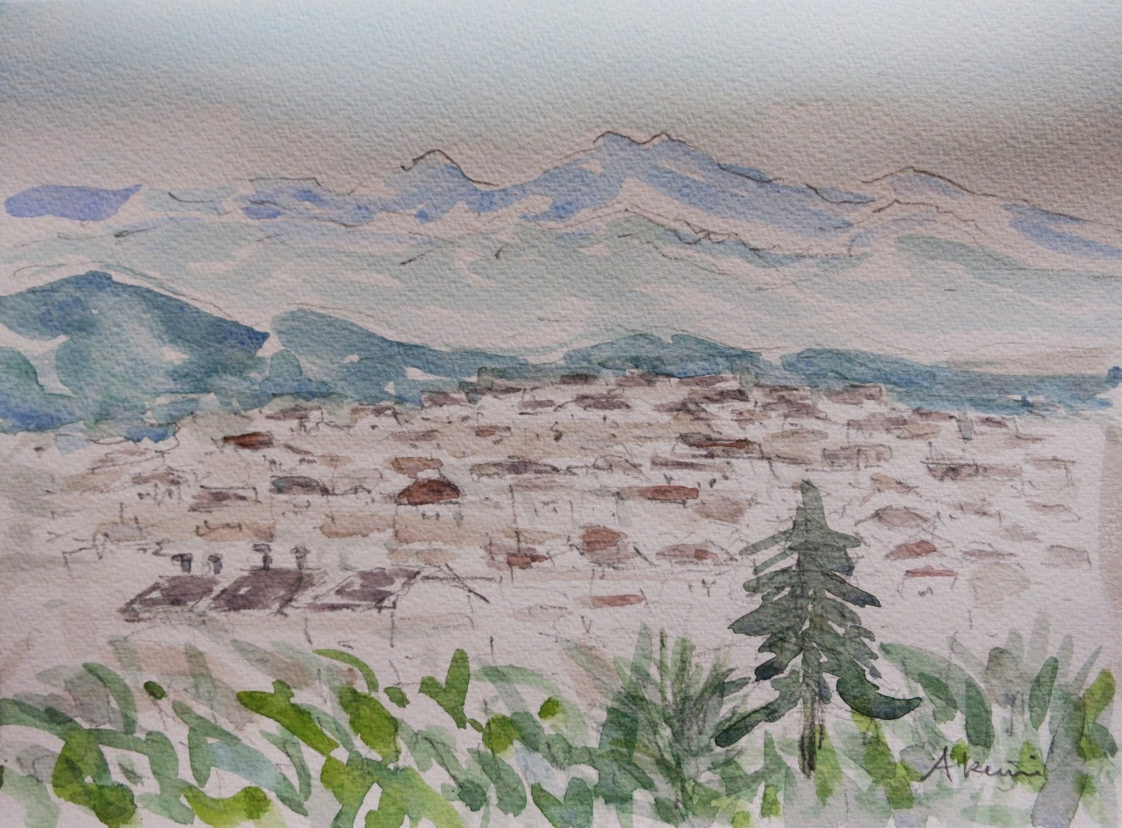 里山風景 水彩画 夏目明美作品集 油絵 水彩画