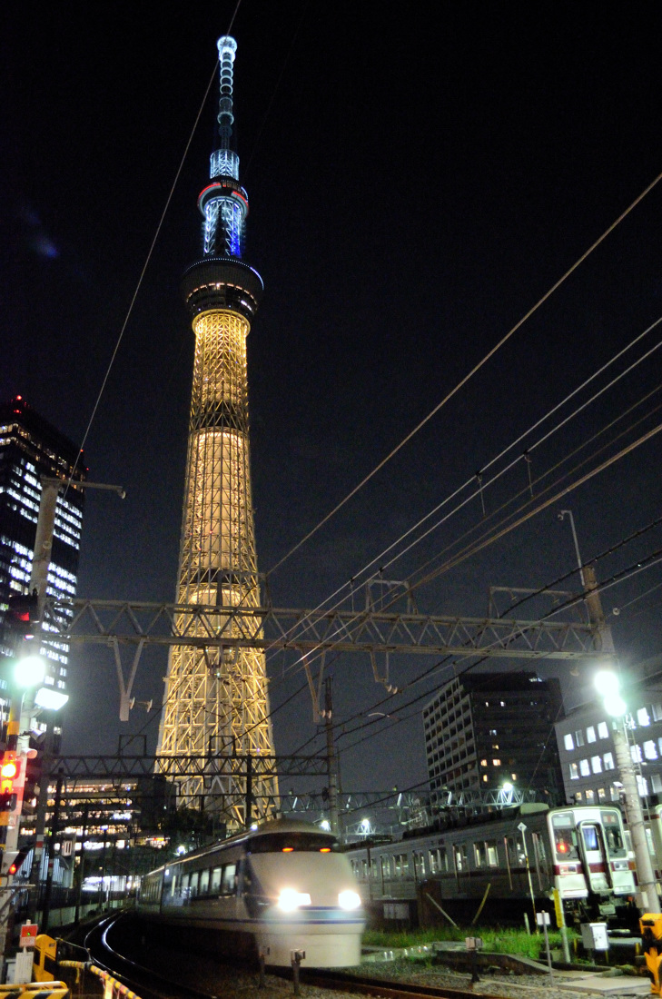 東京スカイツリー 東武鉄道撮影 五輪ライトのスカイツリーと東武線 ツッチ の train photo blog 東京スカイツリー 東武鉄道撮影 五輪ライトのスカイツリーと東武線 ツッチ の train photo blog