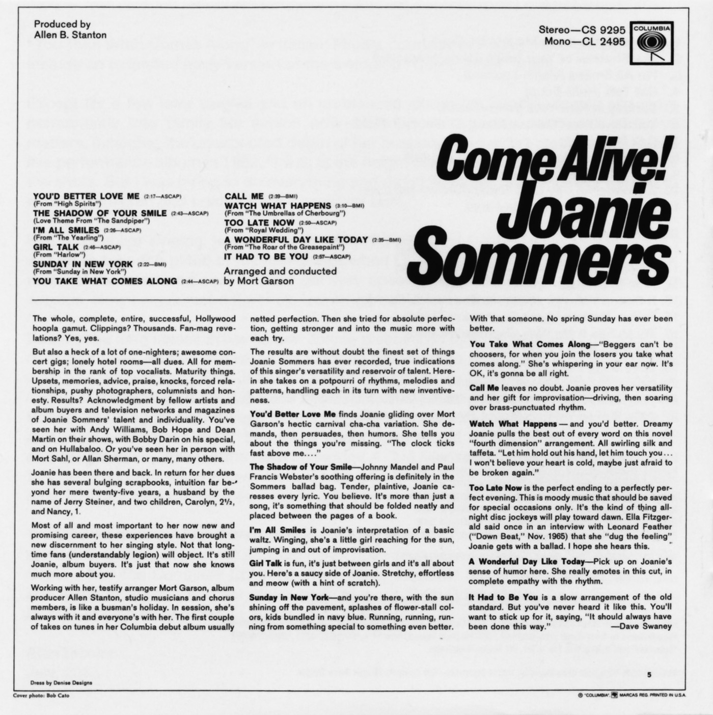 ジョニー・ソマーズ（Joanie Sommers）「COME ALIVE!」（1966）_e0042361_2313074.jpg