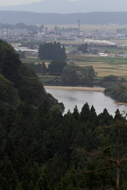 雄物川の流れの向こうにC61の白煙 - 2013年秋・奥羽本線 - _b0190710_2202636.jpg
