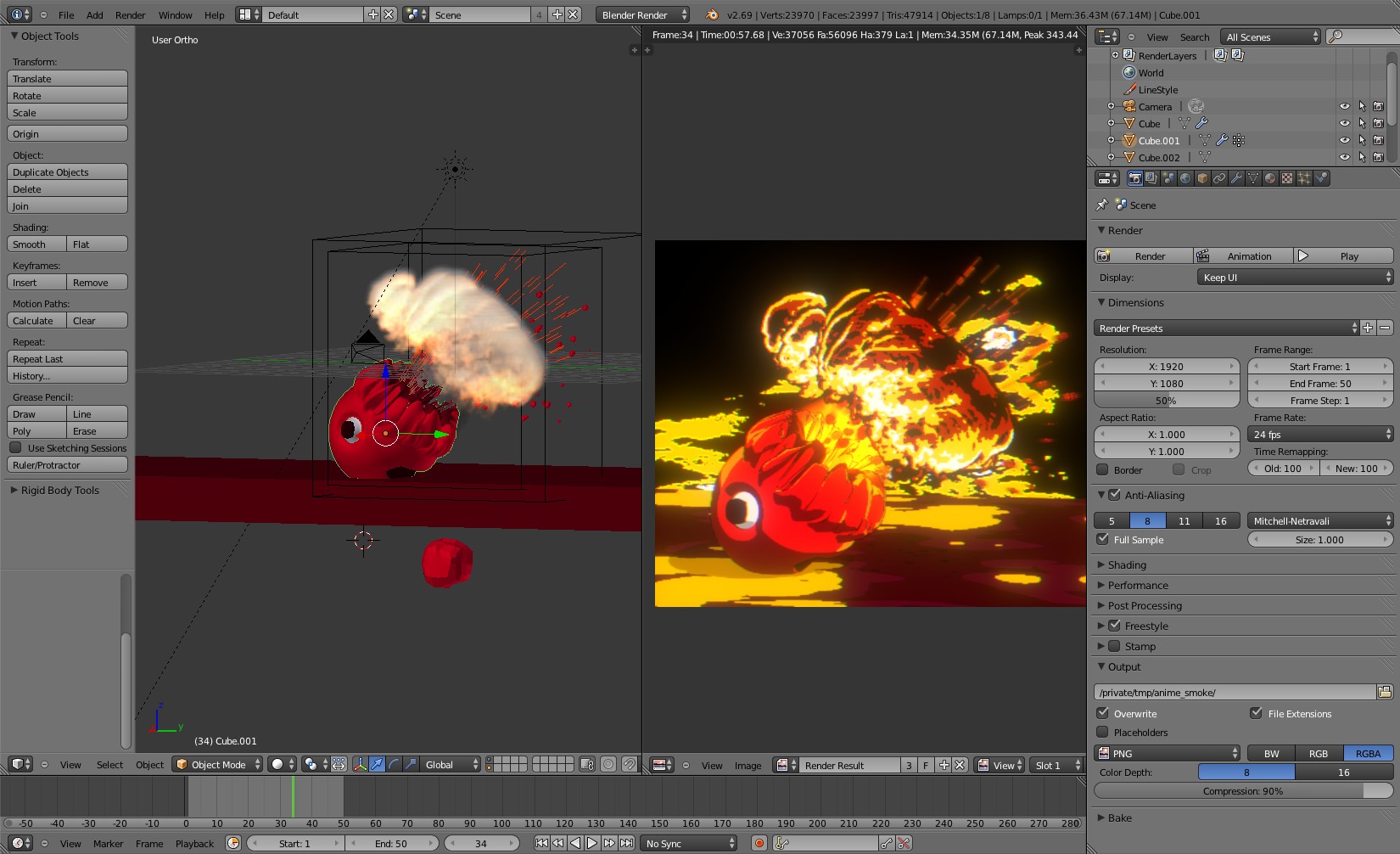 blender 3d 2.69『smoke fire をアニメ調にしてみました』 #b3d_a0011382_17512247.jpg