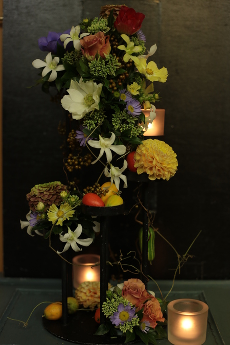 10月 一会定期スクール シェアして持ち帰りができるゲストテーブル 一会 ウエディングの花