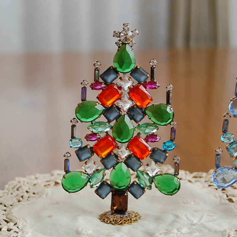 クリスマス　ツリー　チェコガラス　ハンドメイド　ドイツ　ブルー　作家　X0057 クリスマス ツリー チェコガラス ハンドメイド ドイツ ブルー
