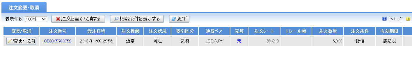 2013年11月09日土曜日　99.313円で、利益確定売り注文_c0241996_2321640.png