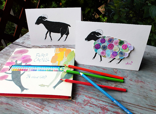 水彩色鉛筆でつくる羊のグリーティングカードのワークショップ~参加者募集_d0023111_18502435.jpg