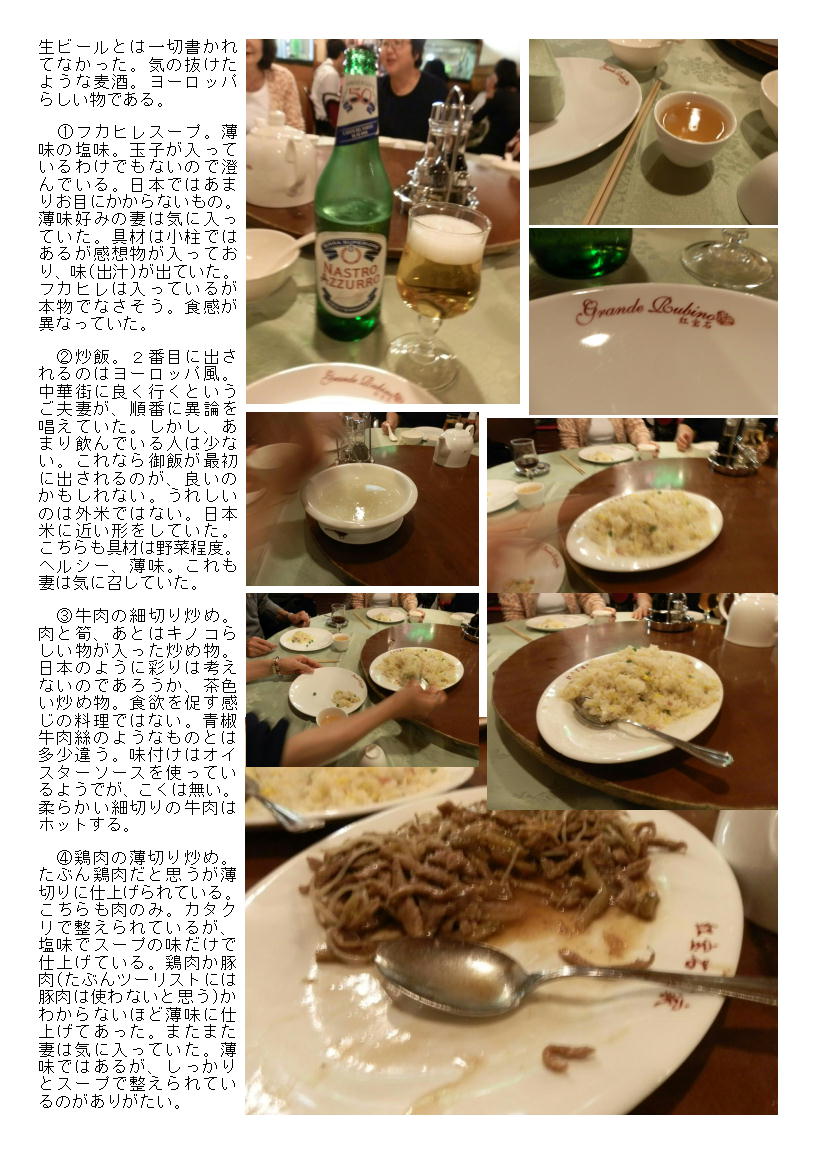 ツアーでの食事にはどういう訳か中華料理が付く。ローマの「中華料理(GrandeRubino:紅宝石酒家)」_b0142232_5113935.jpg