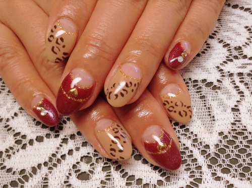 ボルドー×ヒョウ柄ネイル♪_c0294909_17232138.jpg