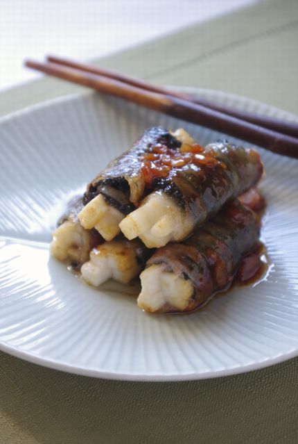 長いもの豚肉のり巻き ~梅照り焼き&マヨ天ぷら~_f0168317_17573943.jpg