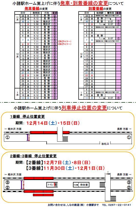 しなの鉄道小諸駅ホームの嵩上げ工事についてのお知らせ（H251128～H2602中旬頃まで）_e0304702_12561520.jpg