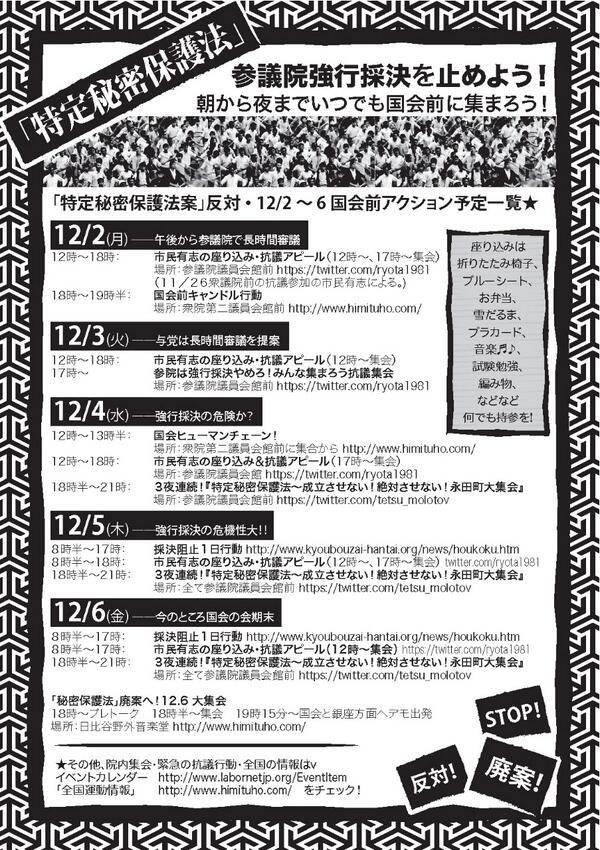 12/2(月)-6(金) 秘密保護法に対し国会前で連日抗議行動(東京)_c0241022_1420950.jpg