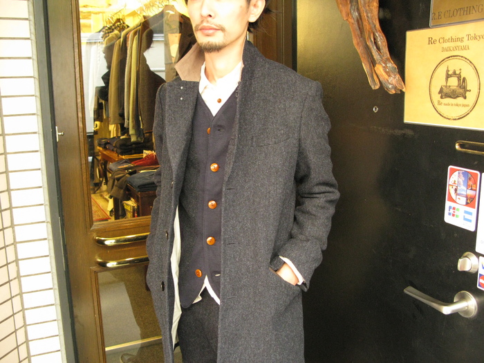 Homespun Tweed Chester Coat Re Made In Tokyo Japan New Item Info