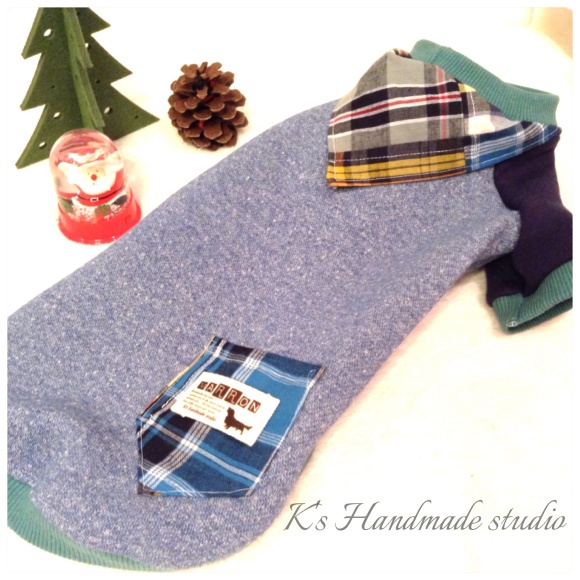 マジックテープ留めリバーシブルラップコート ハンドメイド犬服 K S Handmade Studio