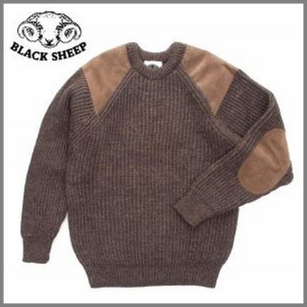 BLACK SHEEP【ブラック シープ】 クルーネック ウール セーター 革