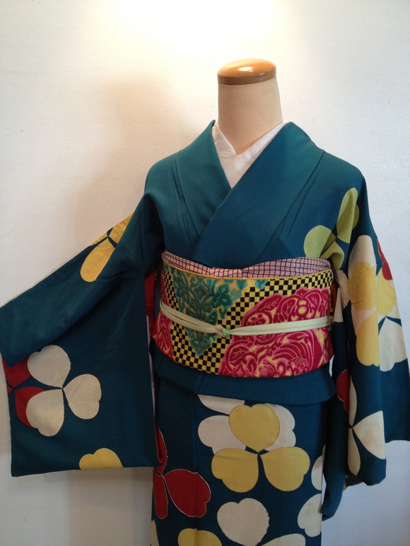 ハート♪カタバミ着物×市松帯「歳末 今昔きもの市」販売商品6_c0321302_12171857.jpg