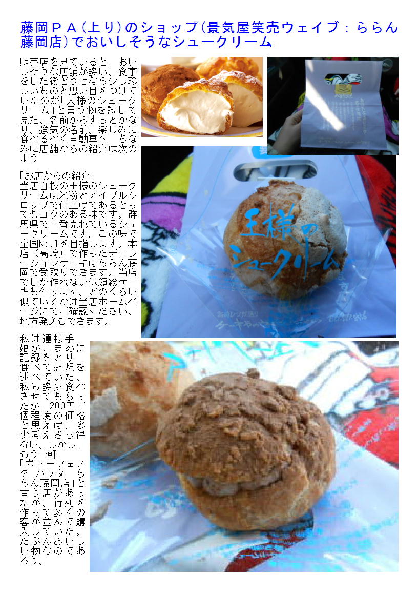 藤岡ｐａ 上り のショップ 景気屋笑売ウェイブ ららん藤岡店 でおいしそうなシュークリーム 中年夫婦の外食