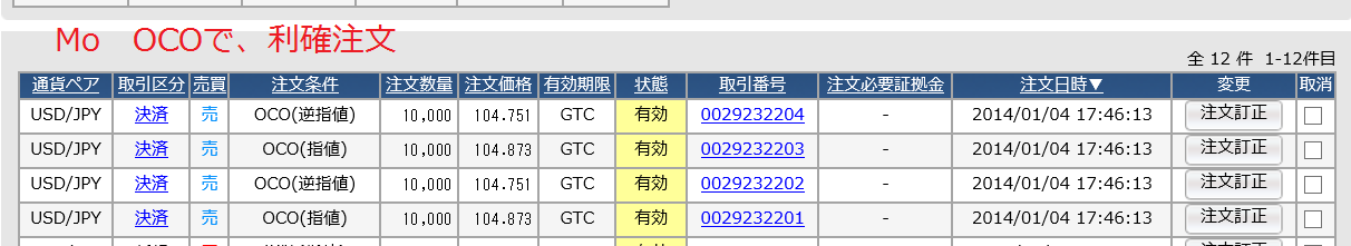 2014年1月04日　OCOで、利確売り注文_c0241996_18231322.png