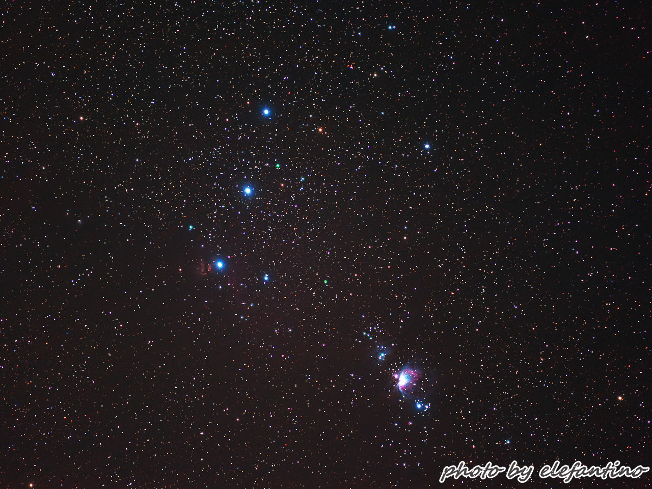 オリオンのベルトと大星雲 趣味写真