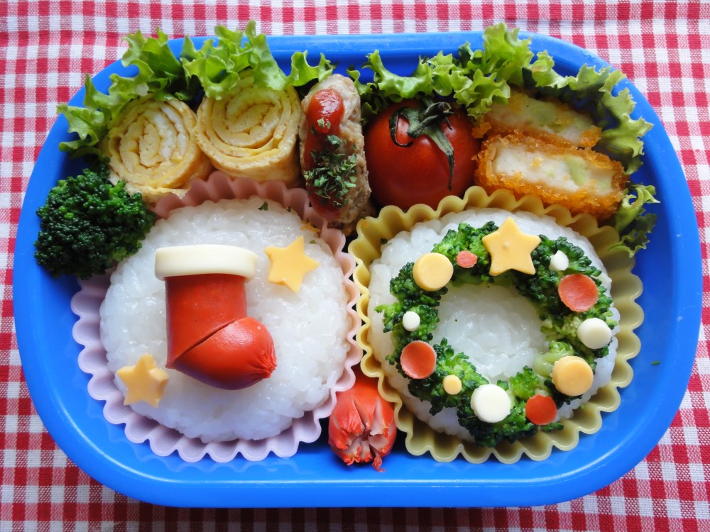 キャラ弁 クリスマスリースとブーツのお弁当 子連れハワイ旅行blog