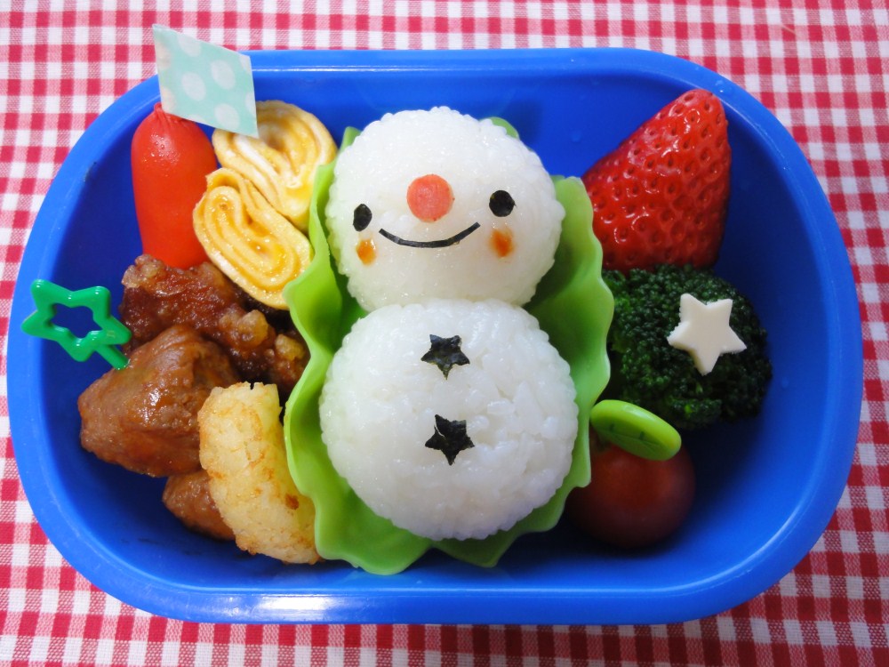 キャラ弁 雪だるまのお弁当 冬のお弁当 子連れハワイ旅行blog