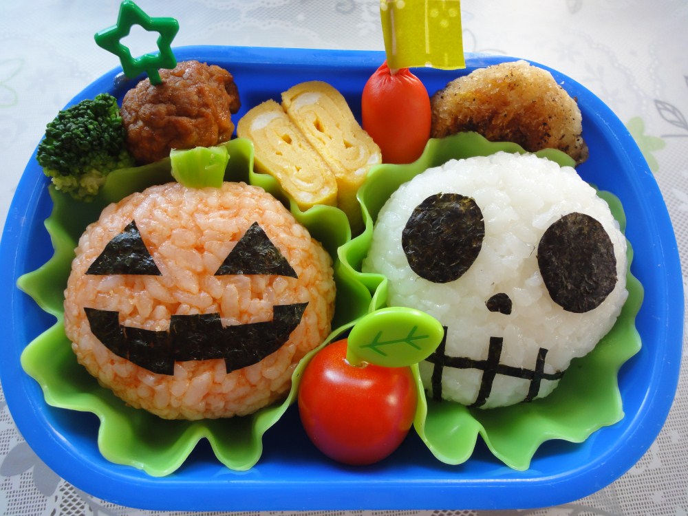 キャラ弁＊ハロウィン♪　お化けカボチャとガイコツマン☆_f0285497_16434693.jpg