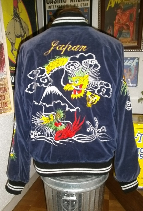 70s別珍 紺色 龍のスカジャン 仙台ビンテージ古着店 70s別珍 紺色 龍のスカジャン 仙台ビンテージ古着店