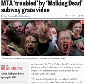 NYの街角では、ゾンビのドッキリにもご注意ください:) The Walking Dead Zombies Prank NYC _b0007805_9145765.jpg