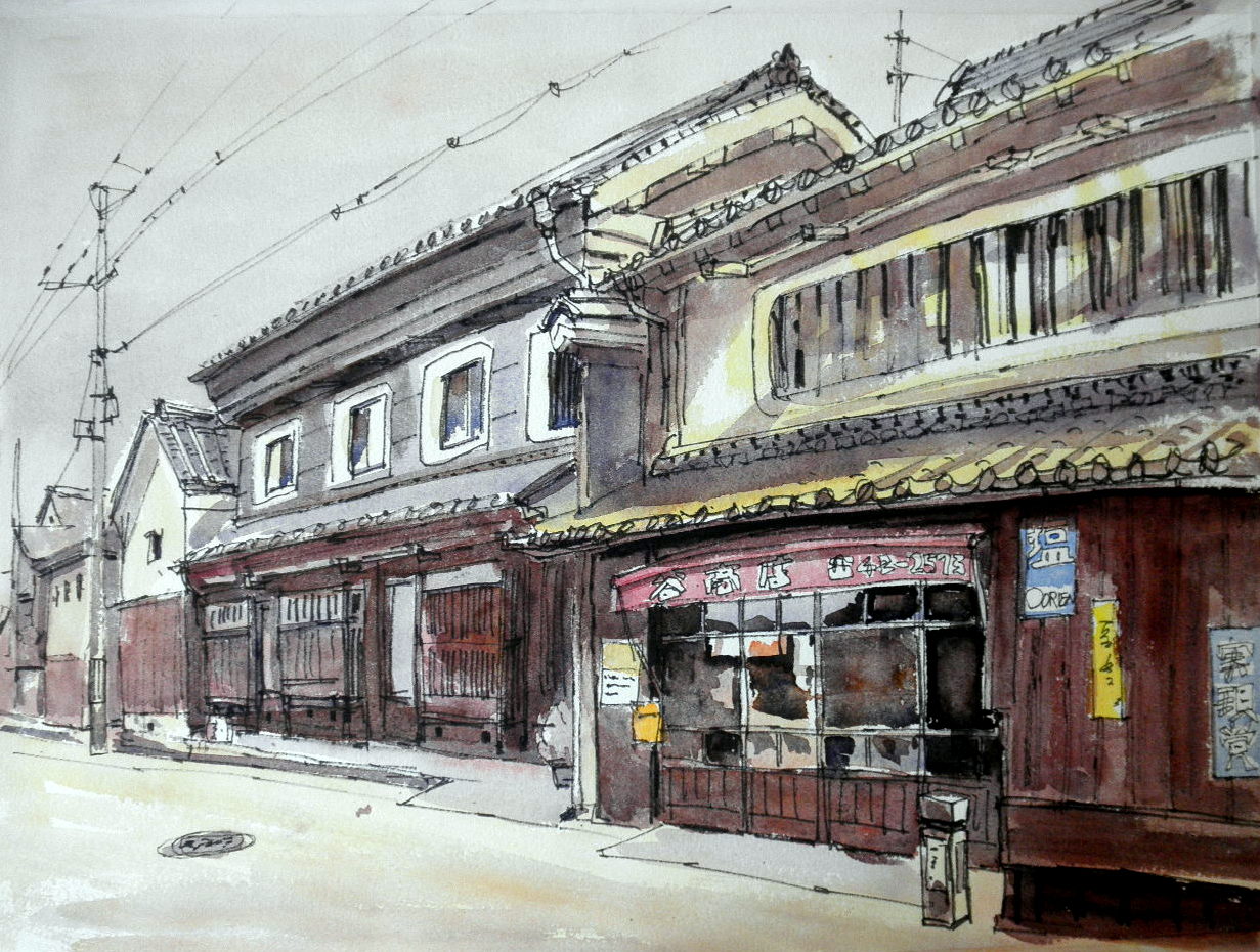 赤穂城下町 : tedkimotoの水彩画