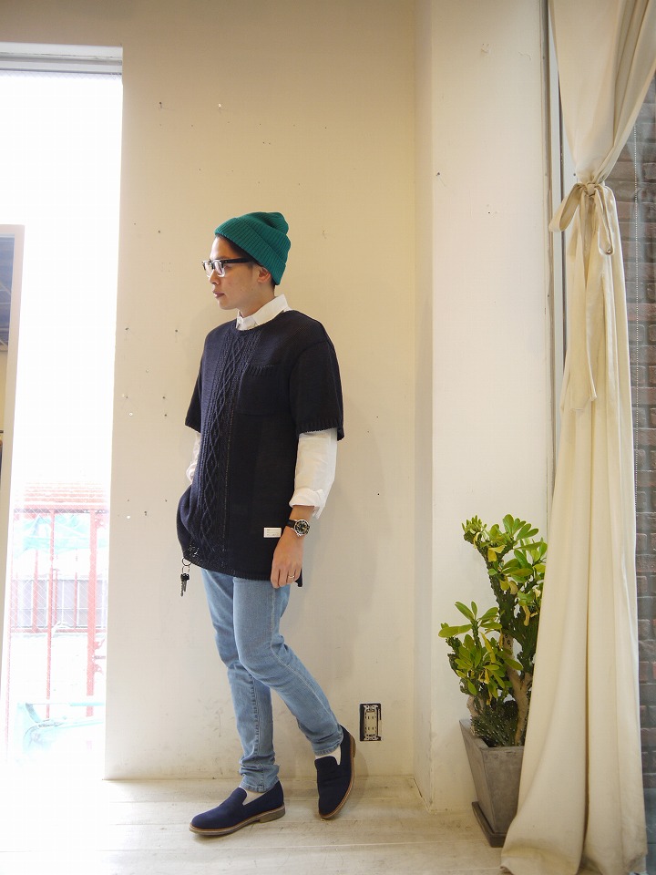 SILKETE COTTON CABLE KNIT S/S SWEATER_f0224266_16242983.jpg