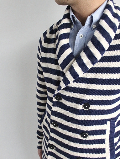 BARENA　Shawl Collar Double Breasted Jacket-Stripe / Nvy/Wht_b0139281_15491737.jpg