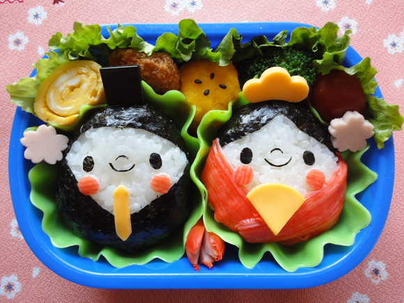 キャラ弁 お内裏様とおひな様 ひな祭りのお弁当２０１４ 子連れハワイ旅行blog