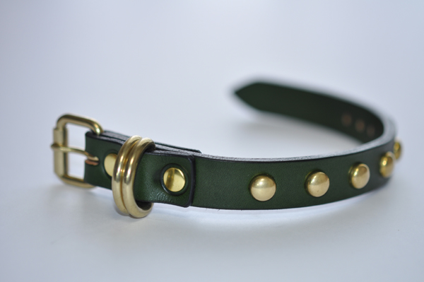 1Row DeepGreen Leather×RoundHead Brass Gold 9.5㎜ _f0229064_13492875.jpg