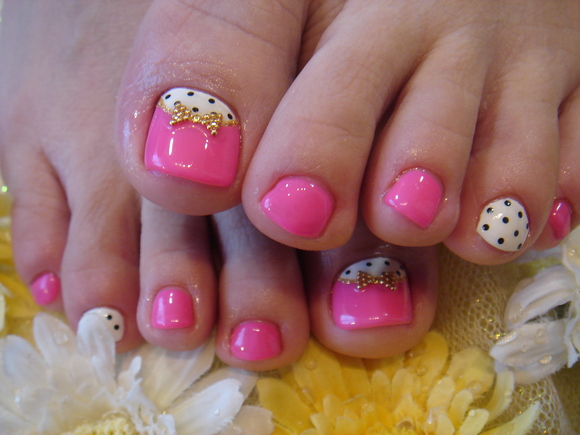 ❤Foot☆キャンディーピンクのドットNail❤_d0101450_18221711.jpg